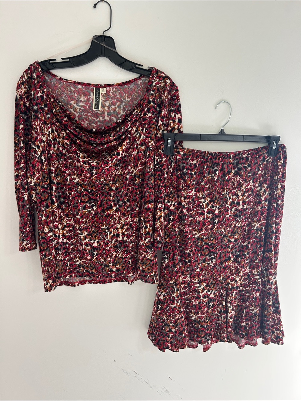 Julian Taylor Red Floral Two-Piece Skirt Set